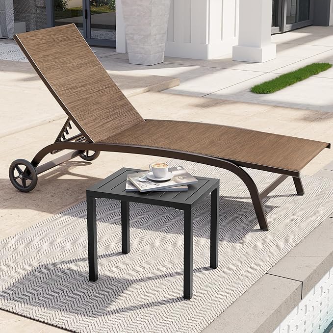 Crestlive Products Outdoor Side Table Set of 2, Aluminum Rectangular Side/End Table - Photo 7