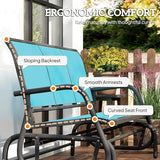 Outsunny 3-Person Patio Glider Bench, Outdoor Porch Glider Swing with 3 Seats, Breathable Mesh Fabric, Metal Frame, Blue - Photo 8