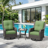 3 Piece Outdoor Wicker Patio Furniture Set, Swivel Rocker Patio Chairs Set with Thickened Olefin Cushions - Photo 9