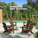 Folding Adirondack Chair Set of 2, HDPE All-Weather Outdoor Chair with Cup Holder, Wooden Textured, Fire Pit Chair - Photo 2