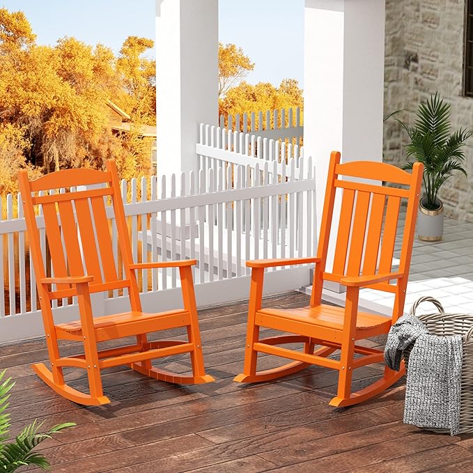 WestinTrends Malibu 3-Piece Set Outdoor/Patio Rocking Chairs (2 Seater), Orange