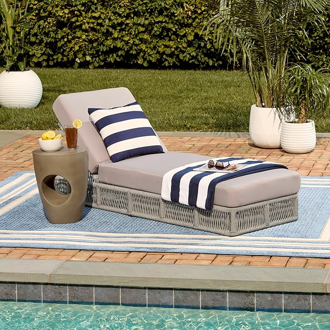 SAFAVIEH Outdoor Collection Gillian Grey Rope/Grey Cushion Chaise Lounge Chair (PAT7527C) - Photo 6