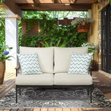 NATURAL EXPRESSIONS Patio Loveseat Sofa Outdoor Furniture Metal Chair with Wicker Backrest & 6 Inches Cushion for Indoor - Photo 9