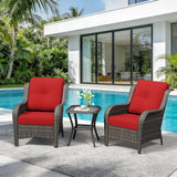 3 Pieces Outdoor Wicker Patio Furniture Set - Patio Chairs Set with Thickened Olefin Cushions - Photo 9