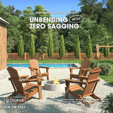 Folding Adirondack Chair Set of 4, HDPE All-Weather Outdoor Chair with Cup Holder, Wooden Textured, Fire Pit Chair - Photo 2