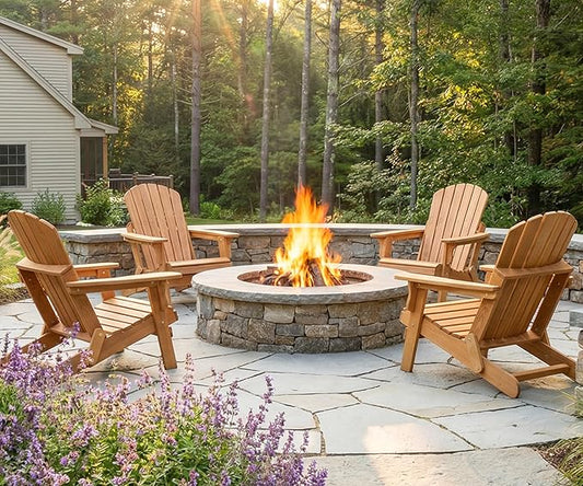 SoliWood Oversize Wooden Outdoor Folding Adirondack Chair Set of 2 with Pre-Assembled BackRest & SeatBoard, Wood Patio Chair for Garden Backyard Porch Pool Deck Firepit