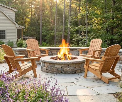 Oversize Wooden Outdoor Folding Adirondack Chair with Pre-Assembled BackRest & SeatBoard, Wood Patio Chair for Garden Backyard Porch Pool Deck Firepit