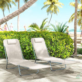 Outsunny 2 Piece Folding Chaise Lounge Chairs, Pool Sun Tanning Chairs with Reclining Back, Breathable Mesh Seat - Photo 7