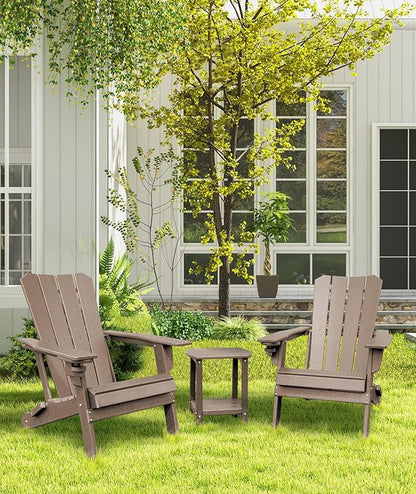 Adirondack Chair Oversized Folding Adirondack Chairs Recyclable HDPE Modern Adirondack Chair with Cup Holder Poly Lumber Patio Chairs for Pool Patio Garden Outdoors Fire Pit Teak