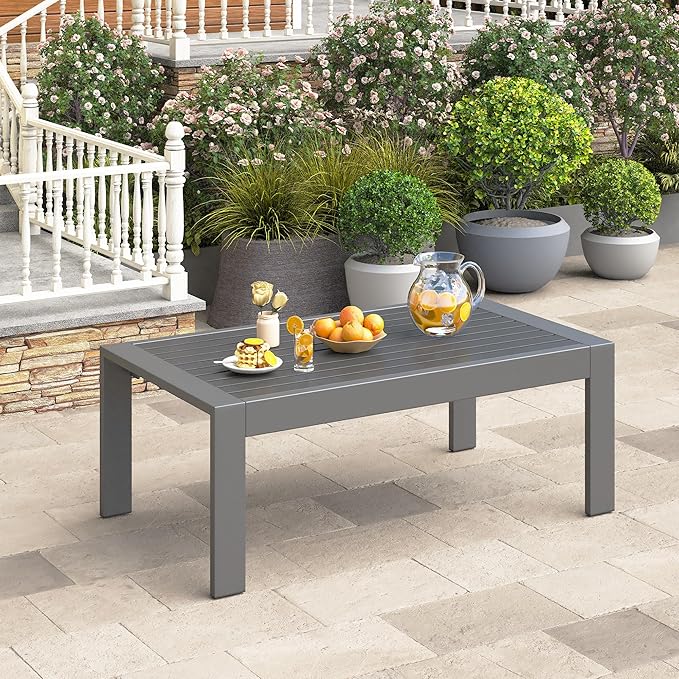 Wisteria Lane Outdoor Furniture Patio Coffee Table, Rectangle Outdoor Coffee Table - Photo 7