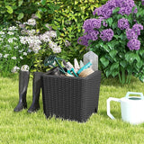 Giantex 11.5 Gallon Deck Box, Outdoor Side Table with Removable Lid, Faux Wicker-Woven, 330Lbs Capacity - Photo 7