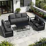 Outdoor Aluminum Furniture Set, 6-Piece Patio Conversation Set, 2 Swivel Chairs, 2 Chairs, 1 Sofa and 1 Table - Photo 2