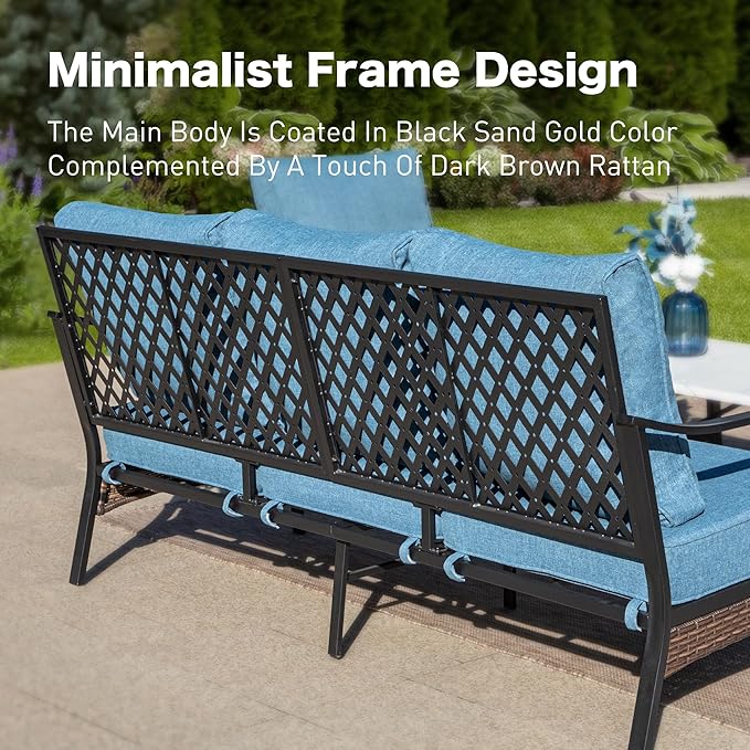 Metal Patio Sofa with 5.75" Extra Thick Cushion - Photo 6