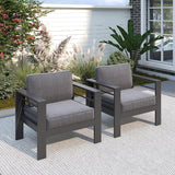 Solaste Patio Furniture Metal Armchair, 2 PCS All-Weather Aluminum Garden Outdoor Contemporary Sofa Chair with Cushions - Photo 1