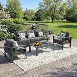 Solaste Aluminum Outdoor Patio Furniture Set, 5 Seats Patio Sectional Sofa with 5" Thick Cushion - Photo 9