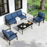 Gotland Aluminum Patio Furniture Set with Rectangular Coffee Table - Photo 1