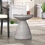 Outdoor Side Table Concrete End Table Faux Stone Small Coffee Tables Patio Garden Stool Plant Stand for Porch - Photo 3