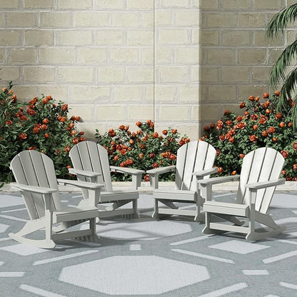 WestinTrends Malibu Outdoor Patio Porch Rocking Adirondack Chair (Set of 4), Sand