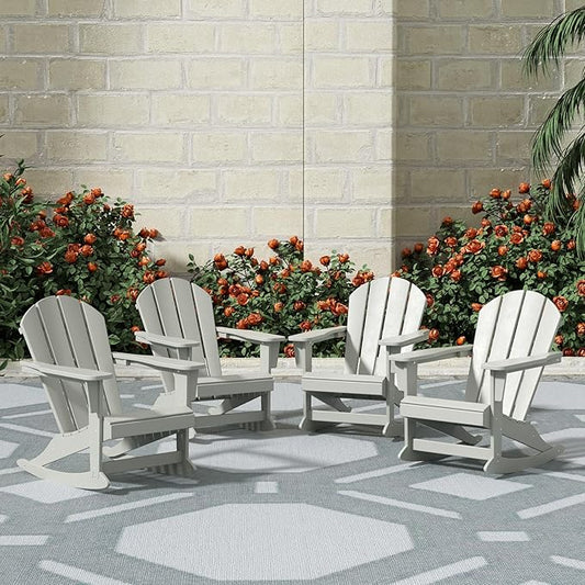 WestinTrends Malibu Outdoor Patio Porch Rocking Adirondack Chair (Set of 4), Sand