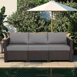 Valita Patio Furniture 3-seat Sofa Brown Wicker Outdoor Furniture Outdoor Couch Deep Seat High Backrest Waterproof - Photo 2
