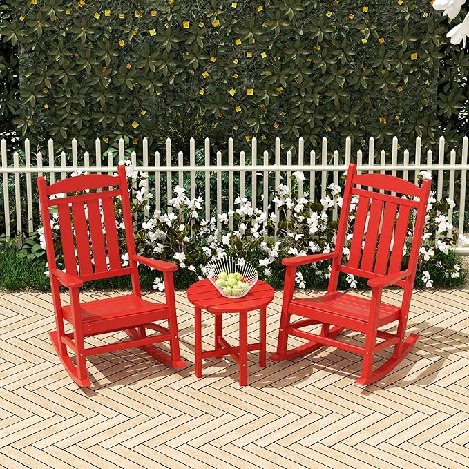 WO WESTIN OUTDOOR HDPE Laguna Classic Porch Rocking Chair (Set of 2), Red