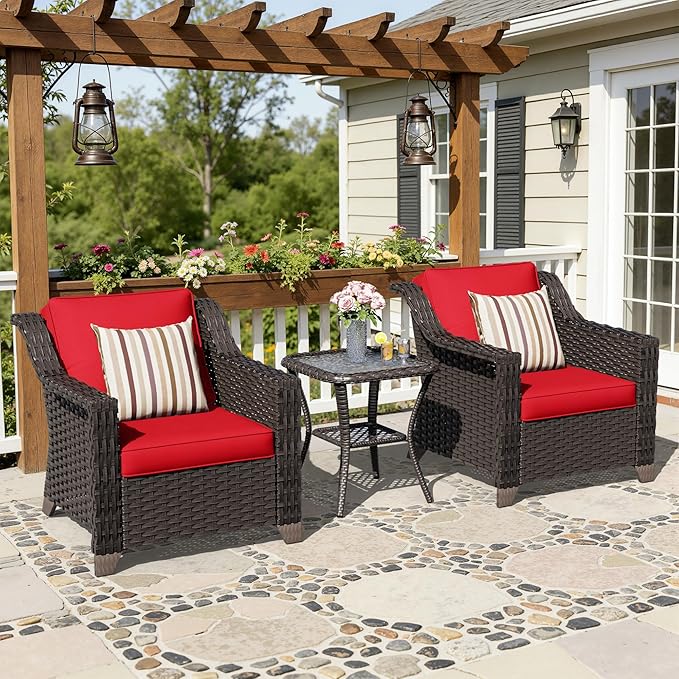 3 Pieces Patio Conversation Furniture Set - 2 Armchairs, 1 Side Table - Photo 5