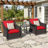 3 Pieces Patio Conversation Furniture Set - 2 Armchairs, 1 Side Table - Photo 5
