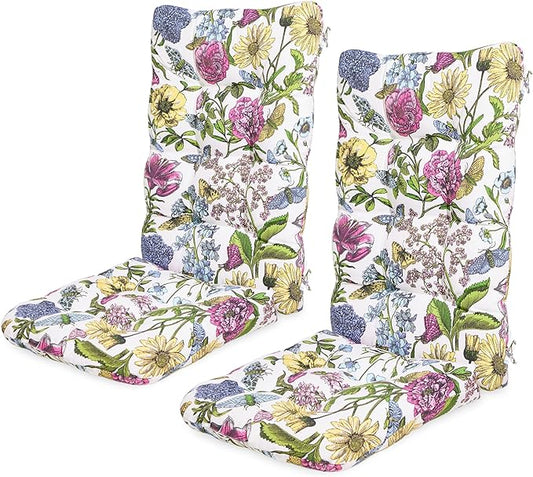 SERWALL HDPE Outdoor Rocking Cushion Set of 2, Memory Foam Cushion Flowers Pattern