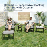 Gotland 5 Piece Patio Set, Aluminum Outdoor Swivel Chairs Set of 2 with 2 Ottoman 5.1’’ High-Resilience Seat Cushions - Photo 4