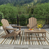 WO Home Furniture Adirondack Chairs Table Set of 3 PCS Outdoor Folding Chairs Coffee Table Weather/UV Resistant for Lawn - Photo 2