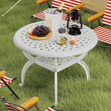 Round Outdoor Coffee Table, Cast Aluminum Side Table with Storage, Indoor End Table - Photo 1