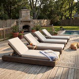 Christopher Knight Home Tory Acacia Wood Chaise Lounge Chair Outdoor Set of 4, Poolside Sun Lounger Recliner - Photo 4
