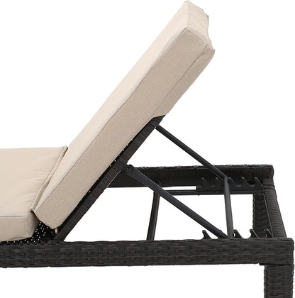 Christopher Knight Home Puerta Outdoor Wicker Chaise Lounge with Water Resistant Cushion, Dark Brown / Beige