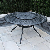 Oakland Living Ornate Outdoor Mesh Aluminum 59-in Black Large Round Patio Dining Table with Lazy Susan - Photo 1
