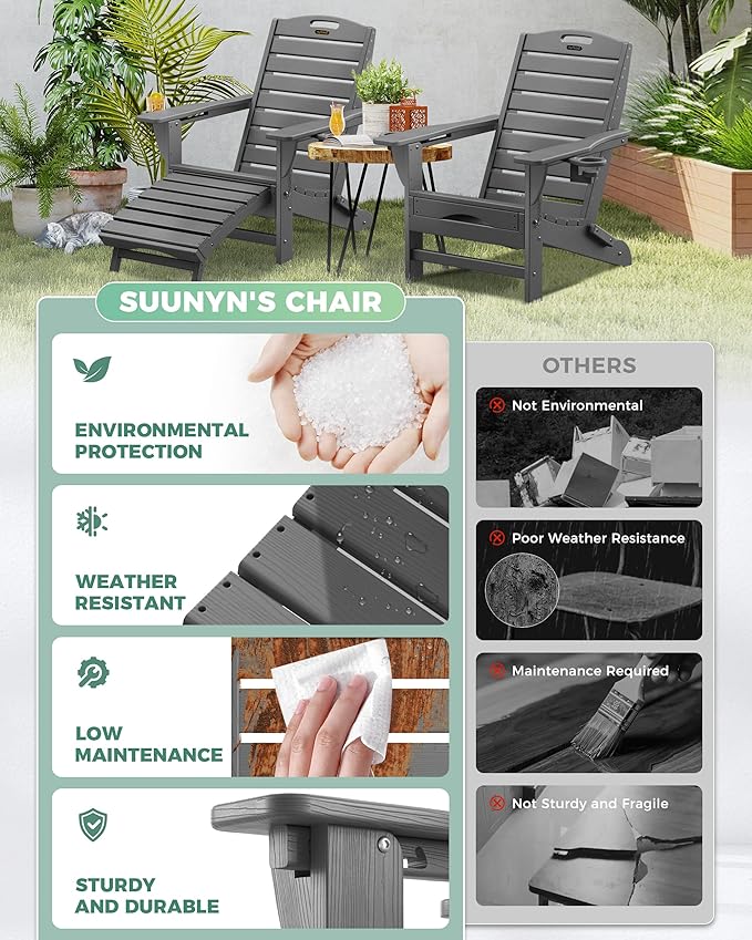 Folding Adirondack Chair with Retractable Ottoman - Photo 6