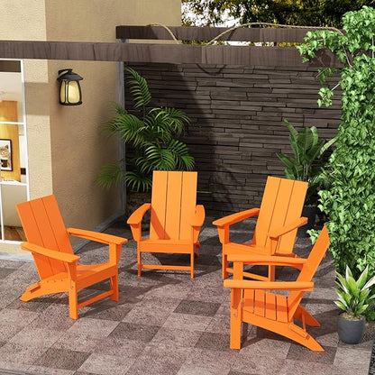 WestinTrends Ashore Modern Outdoor Folding Adirondack Chair (Set of 4), Orange
