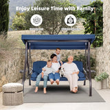 HOMREST 3 Seat Outdoor Porch Swing with 1.5" Deepened Cup Holder, Adjustable Canopy, Patio Swing Bed with Stand - Photo 5