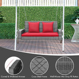 RELAX4LIFE 2-Person Porch Swing Bench - PE Rattan Outdoor Swing Chair with Comfortable Seat & Back Cushions - Photo 4