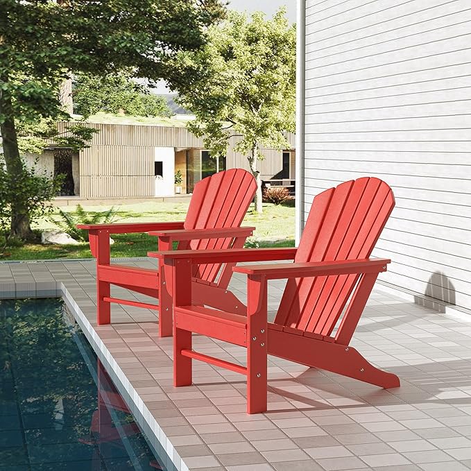 WestinTrends Dylan Outdoor Adirondack Chair (Set of 2), Red
