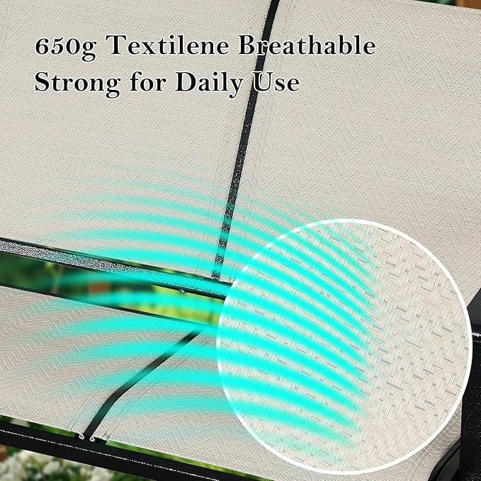 Textilene 3 Seat Hanging Swing, 5.2FT Patio Bench Swing - Photo 3