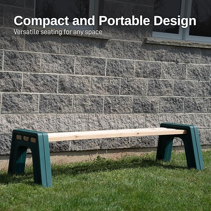 RTS Home Accents Custom Length Lightweight Indoor or Outdoor Backless Bench Ends, (Wood & Screws Sold Separately), Kentucky Green
