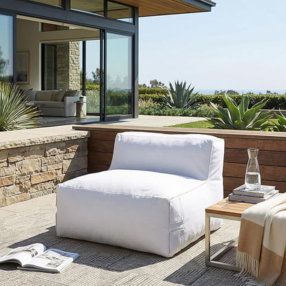 Christopher Knight Home Yanita Comfy Outdoor Bean Bag Chair, All Weather Bean Bag Chairs for Adults and Kids, Indoor/Outdoor Single Sofa, Patio Lounge Chair, Modern Outdoor Lounge Seating, Light Grey