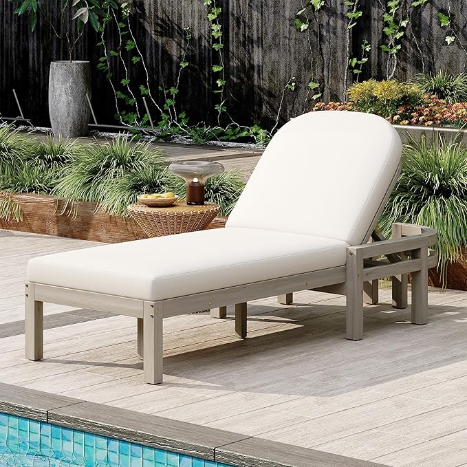 Outdoor Chaise Lounge Chair, Patio Chaise Lounge Recliner with Adjustable Backrest - Photo 1