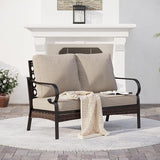 Metal Patio Furniture Loveseat with 5.75" Extra Thick Waterproof Cushion - Photo 1