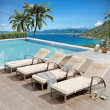 Garvee Chaise Lounge Outdoor Set of 2, PE Rattan Wicker Pool Lounge Chairs with 5-Level Adjustable Backrest - Photo 6