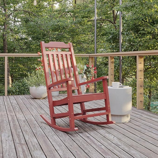 Flash Furniture Winston All-Weather Poly Resin Rocking Chair in Red