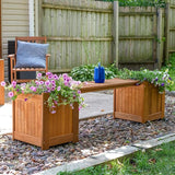 Sunnydaze 68-Inch Meranti Wood Outdoor Planter Box Bench with Teak Oil Finish - Photo 2