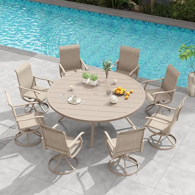 VICLLAX 60" Outdoor Round Patio Dining Table for 8-10 - Photo 2