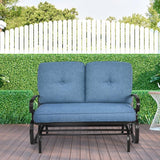 Giantex Outdoor Glider Bench, Patio Loveseat with Cushions, 440 Lbs Capacity, 2-Person Outdoor Rocking Chair - Photo 8