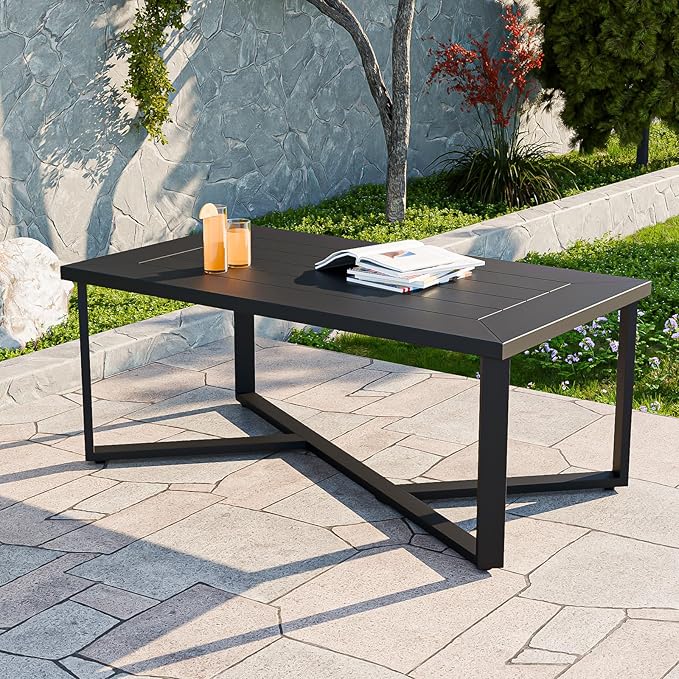 COOS BAY Iron Luxe Outdoor Coffee Table, Modern Weather Resistant Steel Patio End Table for Backyard, Garden, Deck - Photo 1